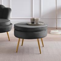 Artistiq Poef 'Andres' Velvet, kleur zwart - thumbnail