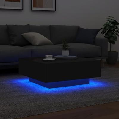 Salontafel met LED-verlichting 80x80x31 cm zwarty