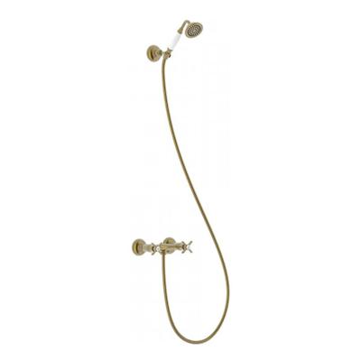Douchemengkraan Tres Clasic 2 Kruisgreep Incl Handdouche en Doucheslang Verouderd Messing Mat Tres