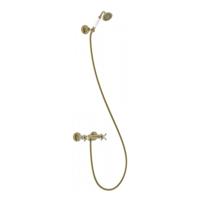 Douchemengkraan Tres Clasic 2 Kruisgreep Incl Handdouche en Doucheslang Verouderd Messing Mat Tres - thumbnail