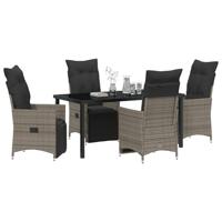 5-delige tuinset met kussens in grijs poly rattan - thumbnail