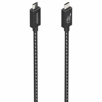 AISENS A156-0866 USB4-kabel Gen3X2, aluminium, 40 Gbit/s, 8K bij 60Hz, 5A, 48V, 240W, E-merk, type USB-C/M-USB-C/M, zwart, 0,5 m