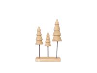 everlands kunstkerstboom hout 33cm 3-delig op voet - thumbnail