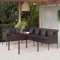 2-delige Tuinset met kussens poly rattan zwart - thumbnail