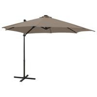 VidaXL Zweefparasol met paal en led-verlichting 300 cm taupe - thumbnail