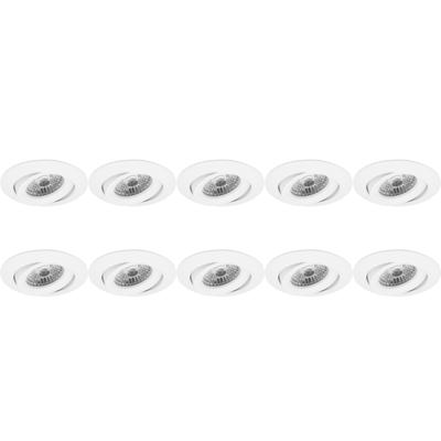 Spot Armatuur 10 Pack - Pragmi Uranio Pro - GU10 Inbouwspot - Rond - Wit - Aluminium - Kantelbaar - Ø82mm