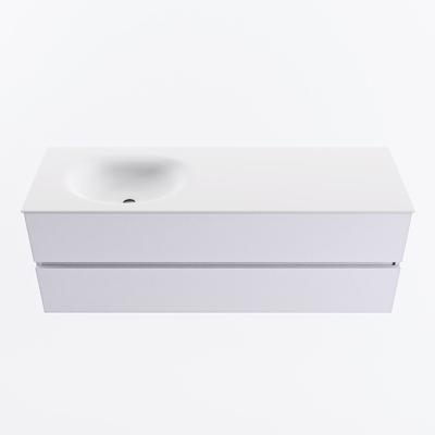 MONDIAZ VICA 140cm badmeubel onderkast Cale 2 lades. Wastafel MOON links 1 kraangat, kleur Talc.