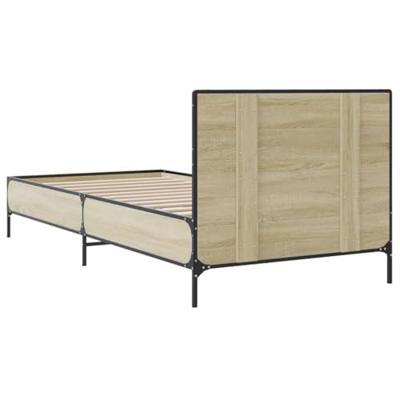 Bedframe bewerkt hout en metaal sonoma eikenkleurig 90x200 cm