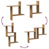 Wandschappen 2 st 50x12x50 cm bewerkt hout artisanaal eiken - thumbnail