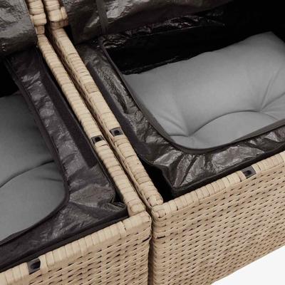 7-delige Loungeset met kussens poly rattan beige