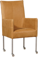 Cognac leren moderne eetkamerstoel Spark - poot rond rvs met wiel - Kenia Leer Cognac (cognac leer) - thumbnail