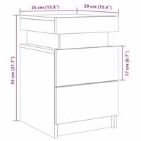 Nachtkastje met LED 35x39x55 cm bewerkt hout artisanaal eiken - thumbnail