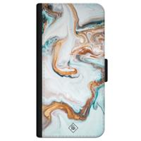 iPhone 12 flipcase - Marmer blauw goud - thumbnail