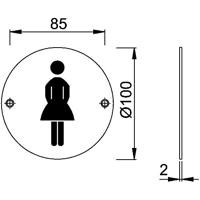 Hoppe aanduidingsplaat - symbool Dame - Ø 100 mm - E664F - RVS - thumbnail