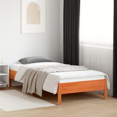 Bedframe zonder matras massief grenenhout wasbruin 100x200 cm