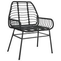Tuinstoelen 2 st poly rattan zwart - thumbnail