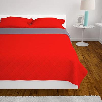 Dubbelzijdige quilt bedsprei rood en grijs 230x260 cm - thumbnail