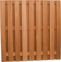 Woodvision hardhouten schutting geschaafd 20-planks 14mm recht verticaal 180x180cm betonsysteem - thumbnail
