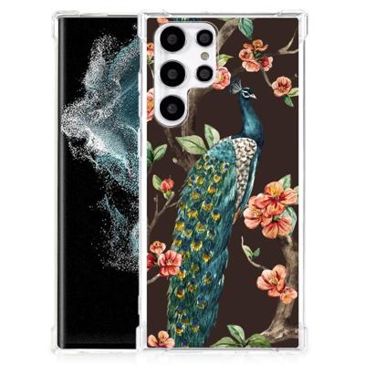 Samsung Galaxy S22 Ultra Case Anti-shock Pauw met Bloemen Samsung Galaxy S22 Ultra Case Anti-shock Pauw met Bloemen