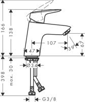 Hansgrohe Logis ééngreeps wastafelmengkraan 70 met afvoerplug, mat zwart - thumbnail