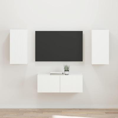 Tv-meubelset Wandgemonteerd 2 pcs Wit Bewerkt hout