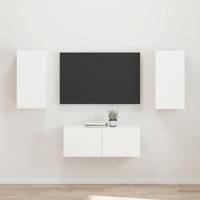 Tv-meubelset Wandgemonteerd 2 pcs Wit Bewerkt hout - thumbnail