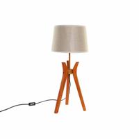 Bureaulamp DKD Home Decor Bruin Beige Polyester Hout 220 V 50 W - thumbnail