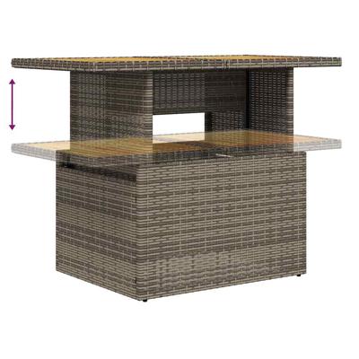 8-delige Loungeset met kussens poly rattan grijs