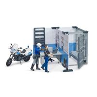 Bruder bworld politie bureau met politie motor - thumbnail