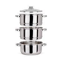 LIVOO MEP121 roestvrijstalen stoompan - Ø 24 cm - 1 pan van 4 liter - 2 stoommandjes van 3 liter en een deksel - thumbnail