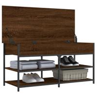 Schoenenbankje 100x42,5x50 cm bewerkt hout bruin eikenkleur - thumbnail