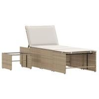 Ligstoelen 2 st met tafel poly rattan beige - thumbnail