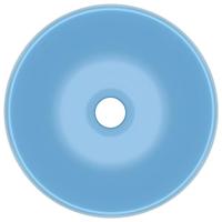 VidaXL Wastafel rond 40x15 cm keramiek mat lichtblauw - thumbnail