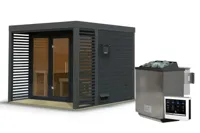 Karibu | Ares 3 Buitensauna | Antraciet-Antraciet | Biokachel 9 kW Externe Bediening - thumbnail