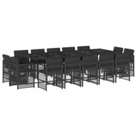 15-delige Tuinset met kussens poly rattan zwart - thumbnail