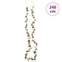 VidaXL Kerstslingers met bloemen 6 st 240 cm rozé en champagnekleurig - thumbnail