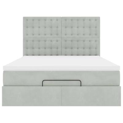 Ottoman bed met matrassen en LED's 140x200cm fluweel lichtgrijs