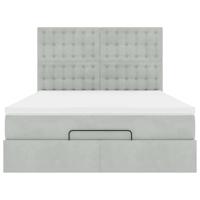 Ottoman bed met matrassen 140x200cm fluweel lichtgrijs - thumbnail
