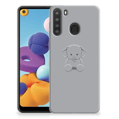Samsung Galaxy A21 Telefoonhoesje met Naam Grijs Baby Olifant Samsung Galaxy A21 Telefoonhoesje met Naam Grijs Baby Olifant