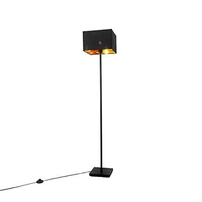 QAZQA Moderne vloerlamp zwart met goud vierkant - VT 1 QAZQA Moderne vloerlamp zwart met goud vierkant - VT 1