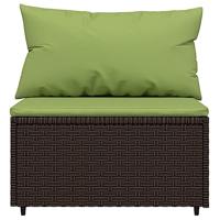 Tuinmiddenbank met kussens poly rattan bruin - thumbnail