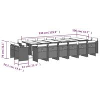 17-delige Tuinset met kussens poly rattan bruin - thumbnail