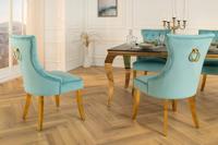 Chesterfield Stoel CASTLE Blauw fluweel gouden roestvrijstalen poten met comfortabele handgreep - 45844 - thumbnail