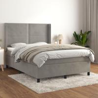 Boxspring met matras fluweel lichtgrijs 140x190 cm - thumbnail