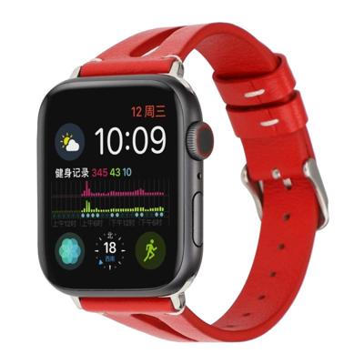 Eenvoudige V-vormige lederen band voor Apple Watch Series 5 & 4 44mm/3 & 2 & 1 42mm (rood)