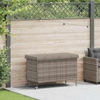 Tuinbox met wielen 110x55x73 cm poly rattan grijs - thumbnail