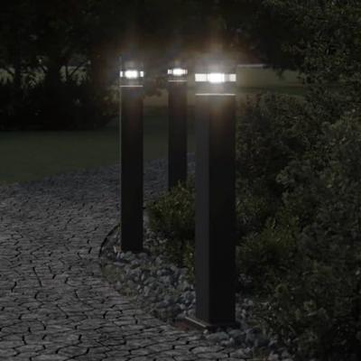 VidaXL Vloerlampen voor buiten 3 st 80 cm aluminium zwart VidaXL Vloerlampen voor buiten 3 st 80 cm aluminium zwart