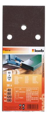kwb 818188 Schuurpapier Korrelgrootte (num) 60, 80, 120, 180 (l x b) 230 mm x 93 mm 30 stuk(s) kwb 818188 Schuurpapier Korrelgrootte (num) 60, 80, 120, 180 (l x b) 230 mm x 93 mm 30 stuk(s)