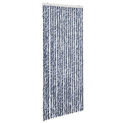 VidaXL Vliegengordijn 56x200 cm chenille blauw en wit