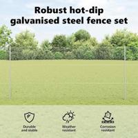 VidaXL Hek met paal zilver 1,4 x 25 m staal - thumbnail